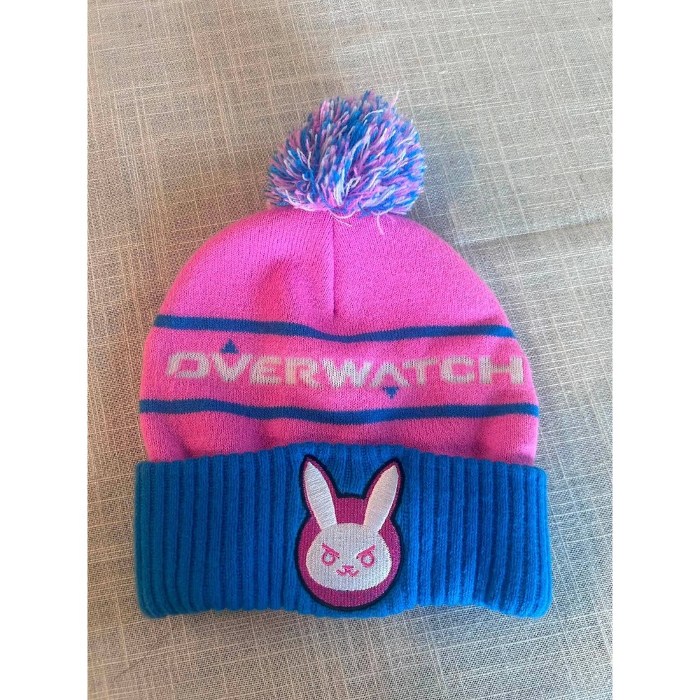 Blizzard Overwatch Beanie Unisex OS Pink Blue D.Va Bunny Pom Pom Knit Hat